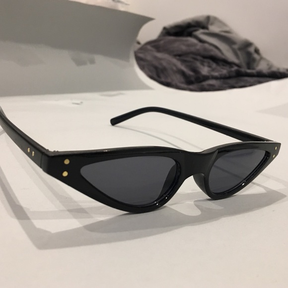 New! THIN RETRO TINY CAT EYE STEAMPUNK SUNGLASSES - Picture 8 of 8